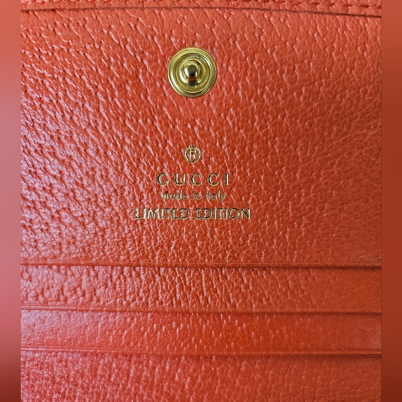 Gucci Marmont Folding Wallet Flora Orange Full Inclusion Preloved - Picture 10 of 13